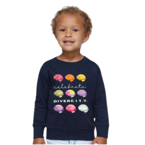 Navy Toddler Sweatshirt: "Celebrate DiverC.I.T.Y."