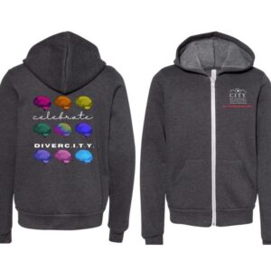 Grey Adult Zip-Up Hoodie: "Celebrate DiverC.I.T.Y."